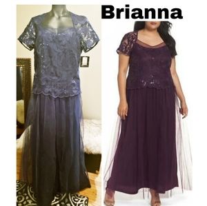 Brianna Mother of the Bride Sz 12 Sequins Tulle Navy Blue Gown